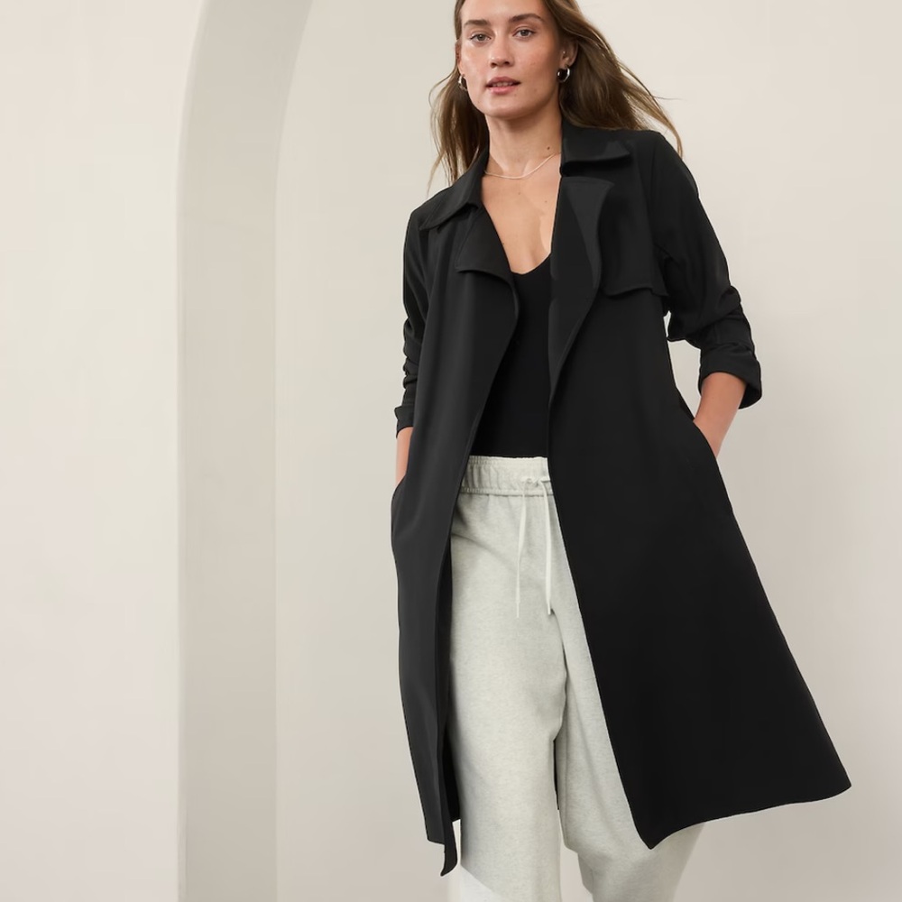 Athleta Stellar Trench Coat in Black NWT